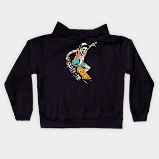 skateboard illustration Kids Hoodie